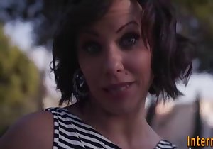 Mesh bodysuit babe riding dick in a POV clip