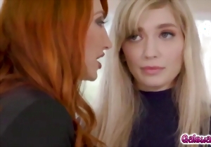 Redhead chick is enjoying hot lesbian sex with a nice blonde